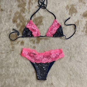 Beach Bunny Lady Lace Sequin Bikini Medium